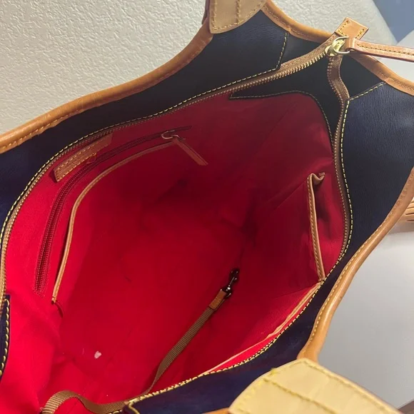 Dooney & Bourke Navy and Tan Shoulder Bag